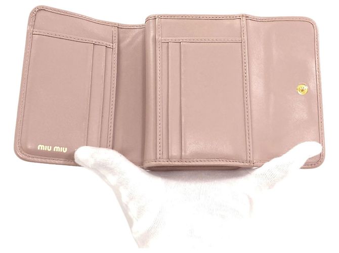 Miu Miu Logo Bi-fold Ledergeldbörse Pink - Ansicht 4