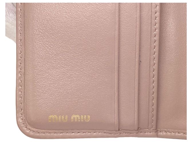 Miu Miu Logo Bi-fold Ledergeldbörse Pink - Ansicht 7