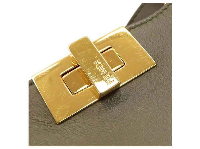 Borsa Fendi Peekaboo in vitello kaki Cachi - vista 14