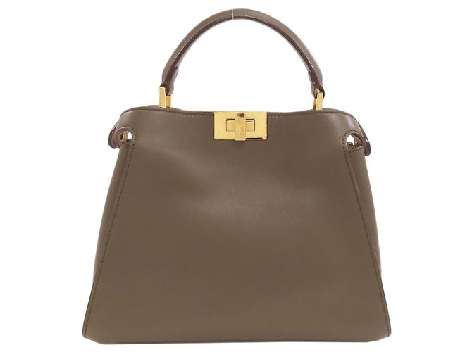 Borsa Fendi Peekaboo in vitello kaki Cachi - vista 2