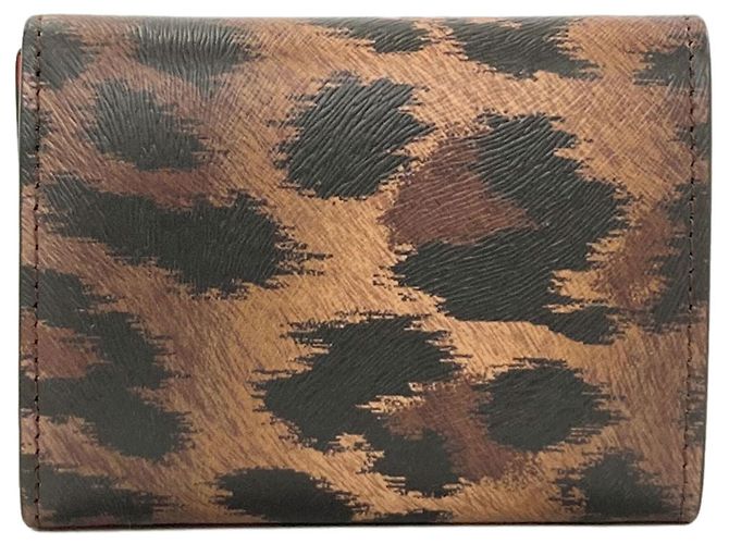 Portefeuille en cuir tri-fold à imprimé léopard Christian Louboutin Marron - vue 2