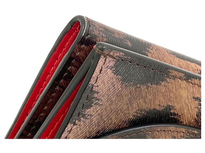 Portefeuille en cuir tri-fold à imprimé léopard Christian Louboutin Marron - vue 9