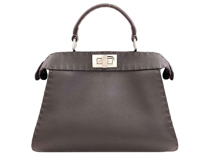 Borsa 2-Way Fendi Selleria Peekaboo I.U Marrone - vista 2