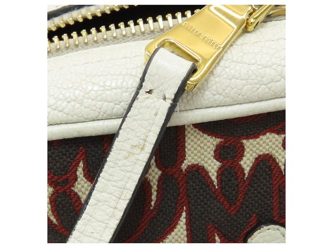 Borsa a tracolla in pelle Miu Miu Marrone Bianco - vista 12