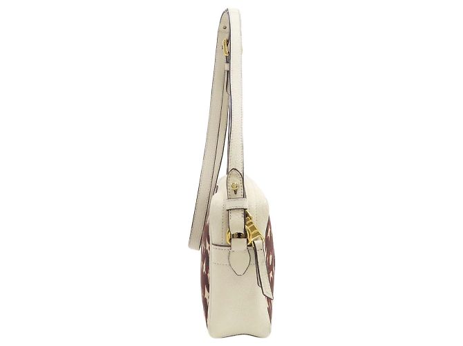 Borsa a tracolla in pelle Miu Miu Marrone Bianco - vista 3