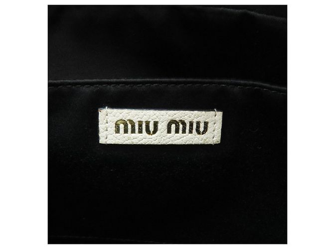Borsa a tracolla in pelle Miu Miu Marrone Bianco - vista 6