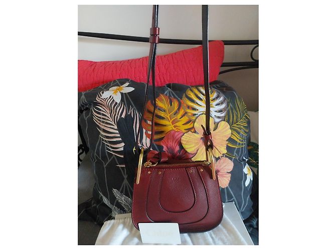 Borsa a tracolla Chloé Marcie in pelle bordeaux Marrone Bordò - vista 6