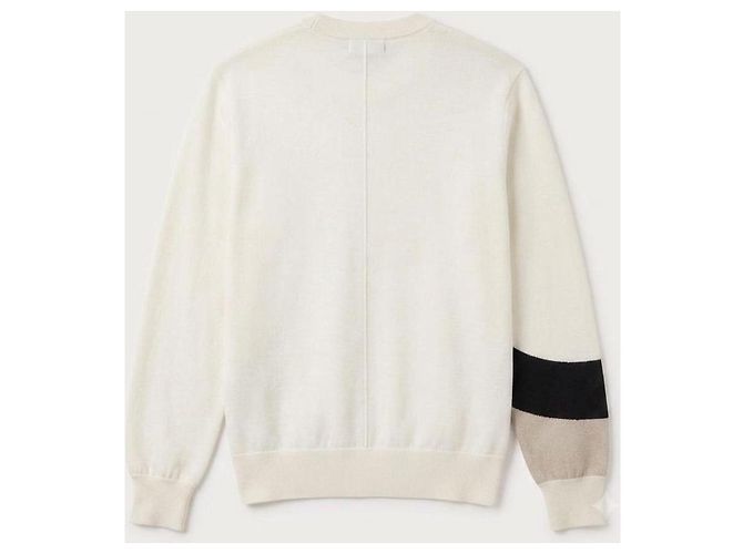 Chanel CC Logo Strickpullover aus Wolle Schwarz Weiß Beige - Ansicht 2