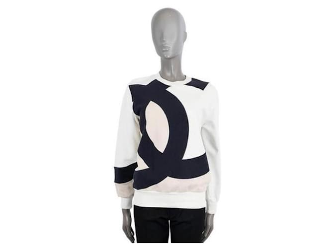 Chanel CC Logo Strickpullover aus Wolle Schwarz Weiß Beige - Ansicht 3