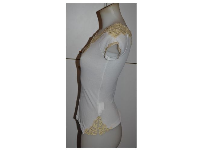 Ermanno Scervino Top de encaje blanco y amarillo - vista 2