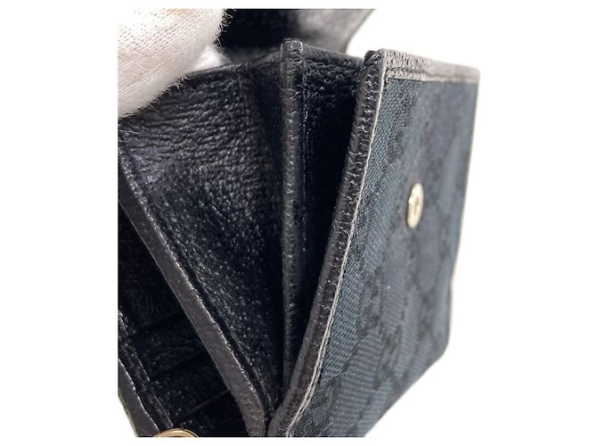 Portafoglio bi-fold Gucci in canvas GG nero - vista 12