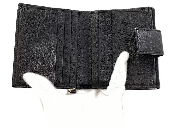 Portafoglio bi-fold Gucci in canvas GG nero - vista 4