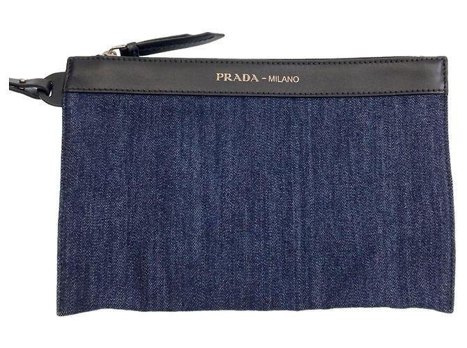 Prada Denim 2-Way Tote Bag Marineblau - Ansicht 8