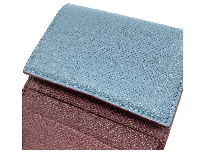 Bulgari Cartera de piel tri-fold con logo Bvlgari para mujer Azul - vista 10