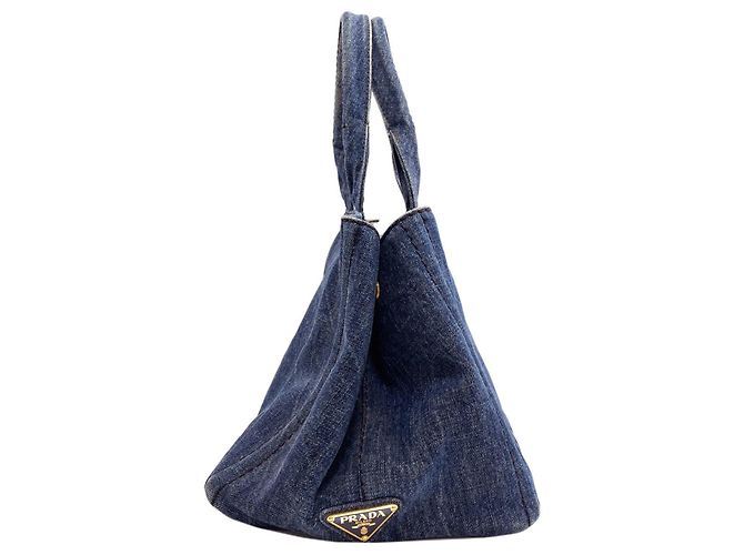 Borsa Tote Prada B1877B Canapa Blu - vista 3