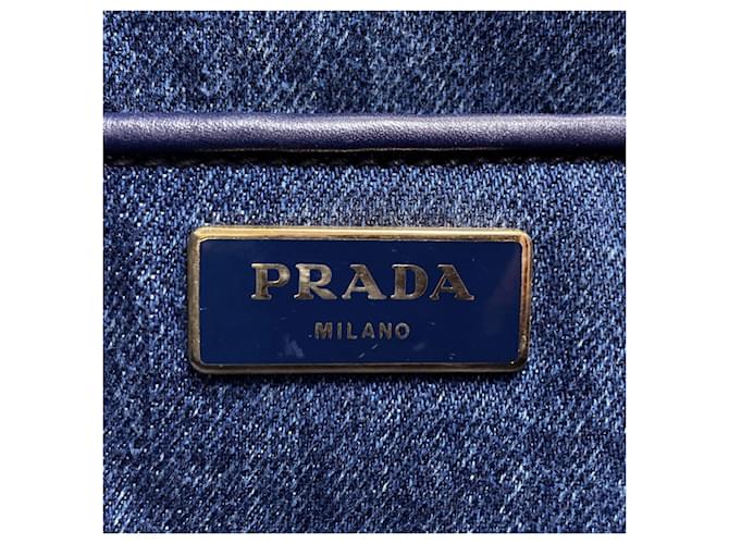 Borsa Tote Prada B1877B Canapa Blu - vista 6