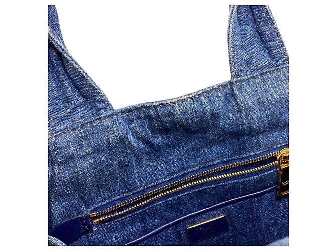 Borsa Tote Prada B1877B Canapa Blu - vista 9