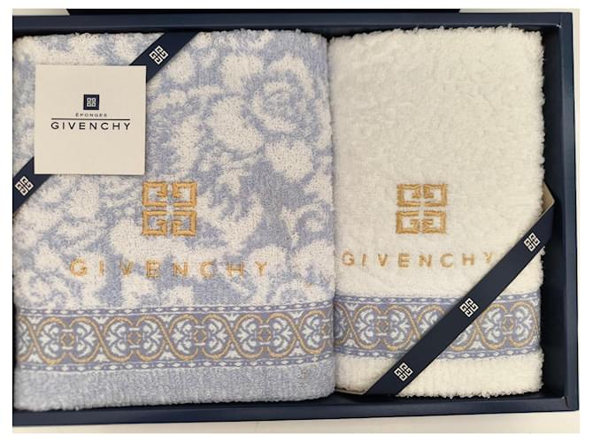Givenchy Baumwoll-Handtuch Set - 2 Stück Weiß Blau Beige - Ansicht 2