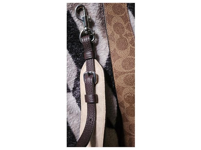 Coach monogram coated canvas and brown leather shoulder bag - view 2