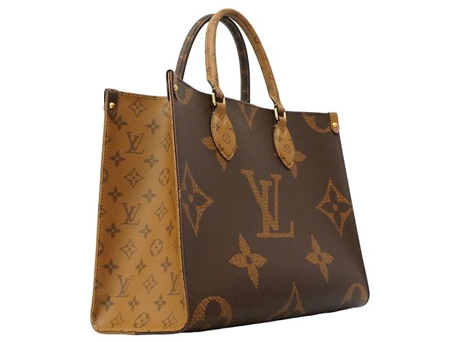 Borsa Tote Louis Vuitton Monogram Giant Reverse OnTheGo MM Marrone - vista 2