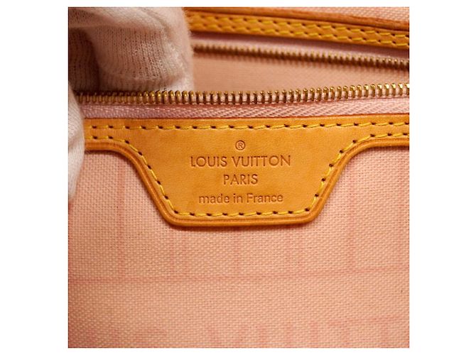 Borsa Tote Louis Vuitton Damier Azur Neverfull MM Rosa - vista 5