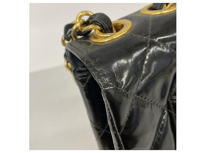 Borsa a tracolla Chanel in pelle verniciata nera Nero - vista 7