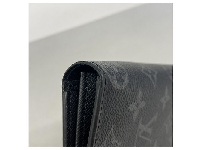 Louis Vuitton Monogram Eclipse Portefeuille Brazza Long Wallet Nero - vista 6
