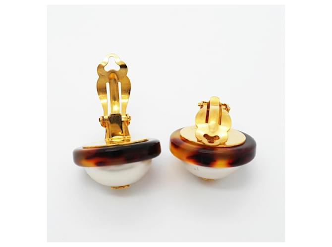 Orecchini a clip Chanel marroni e oro Marrone D'oro - vista 3