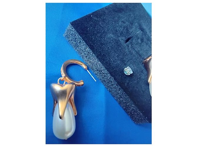 Schiaparelli Orecchini a goccia con perla e motivo a dente Bianco D'oro - vista 4