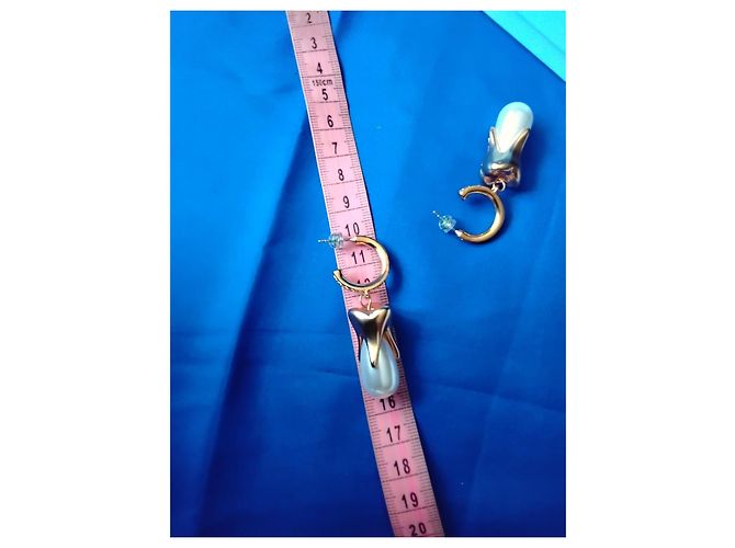 Schiaparelli Orecchini a goccia con perla e motivo a dente Bianco D'oro - vista 7