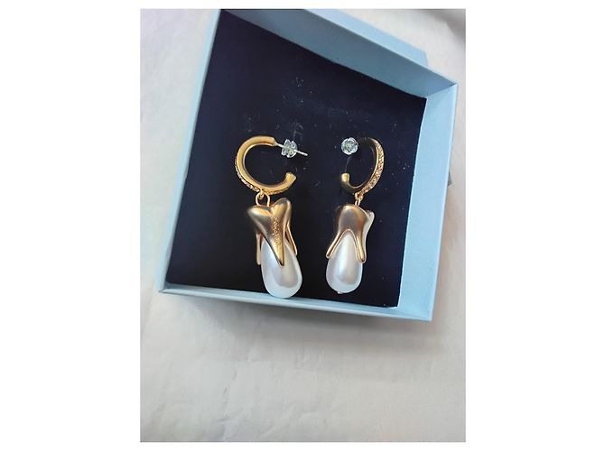 Schiaparelli Orecchini a goccia con perla e motivo a dente Bianco D'oro - vista 10