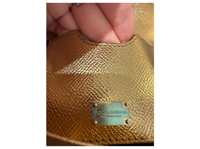 Borsa Dolce & Gabbana Sicily in pelle laminata oro D'oro - vista 10