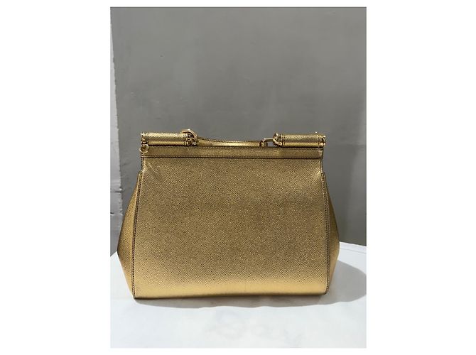 Borsa Dolce & Gabbana Sicily in pelle laminata oro D'oro - vista 2