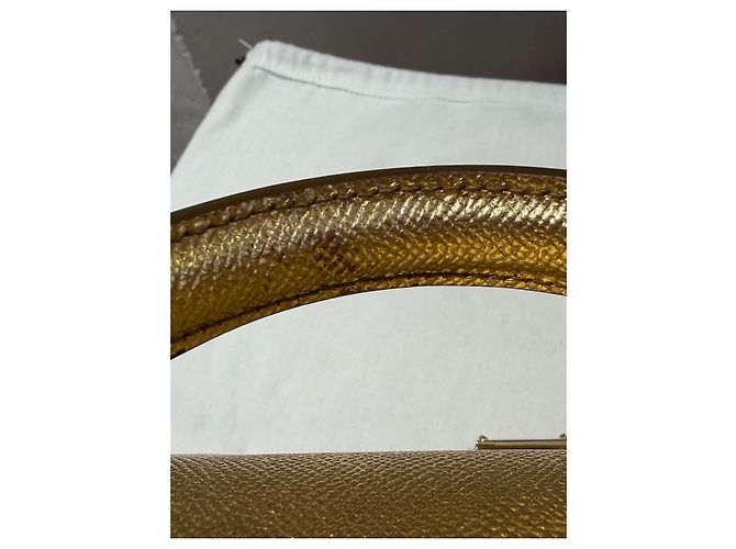 Borsa Dolce & Gabbana Sicily in pelle laminata oro D'oro - vista 3