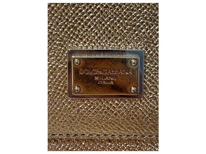 Borsa Dolce & Gabbana Sicily in pelle laminata oro D'oro - vista 6