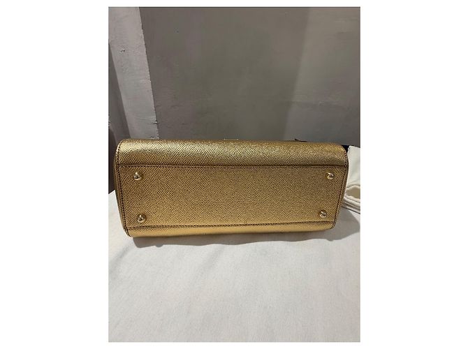 Borsa Dolce & Gabbana Sicily in pelle laminata oro D'oro - vista 7