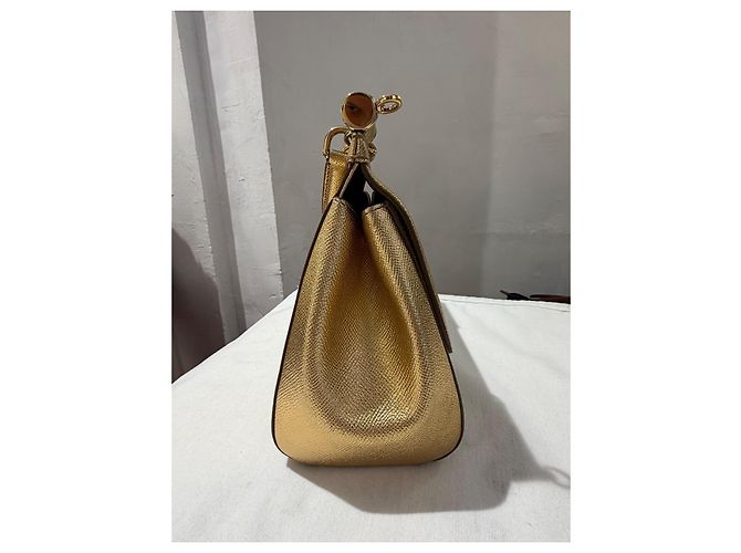 Borsa Dolce & Gabbana Sicily in pelle laminata oro D'oro - vista 8