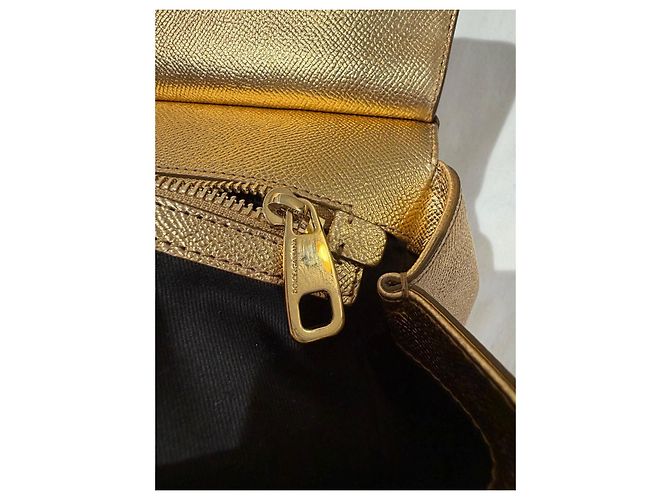 Borsa Dolce & Gabbana Sicily in pelle laminata oro D'oro - vista 9