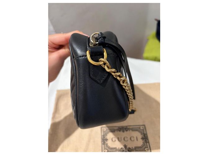 Gucci Marmont Borsa a Tracolla Pelle Nera Nero - vista 3