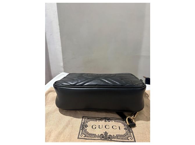 Gucci Marmont Borsa a Tracolla Pelle Nera Nero - vista 4