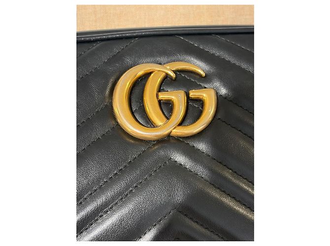 Gucci Marmont Borsa a Tracolla Pelle Nera Nero - vista 7