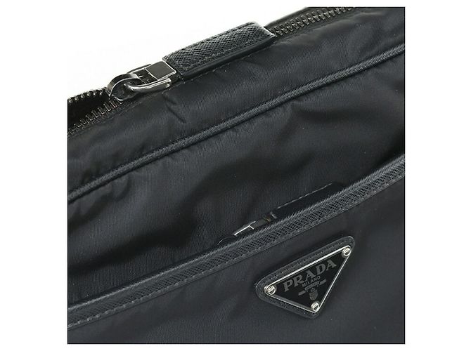 Prada Schultertasche aus Nylon und Saffiano-Leder Schwarz - Ansicht 5