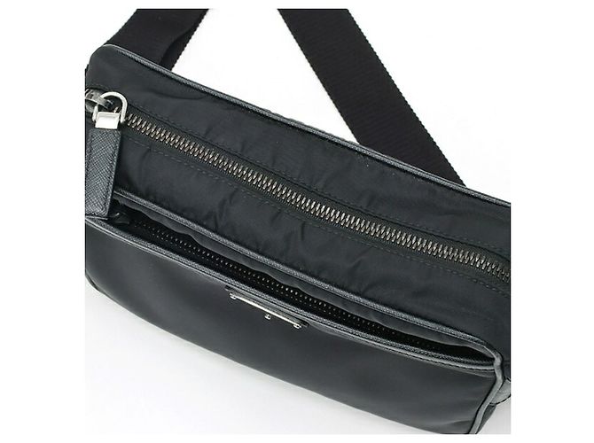 Prada Schultertasche aus Nylon und Saffiano-Leder Schwarz - Ansicht 6