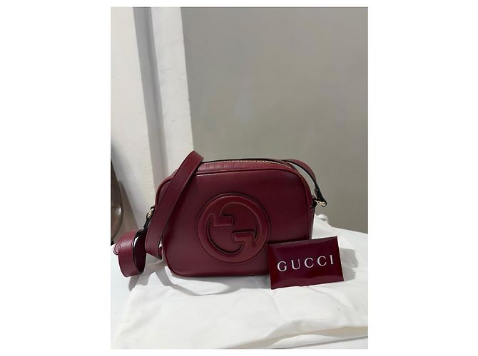 Borsa a mano Gucci Blondie in pelle rosso scuro Bordò - vista 2