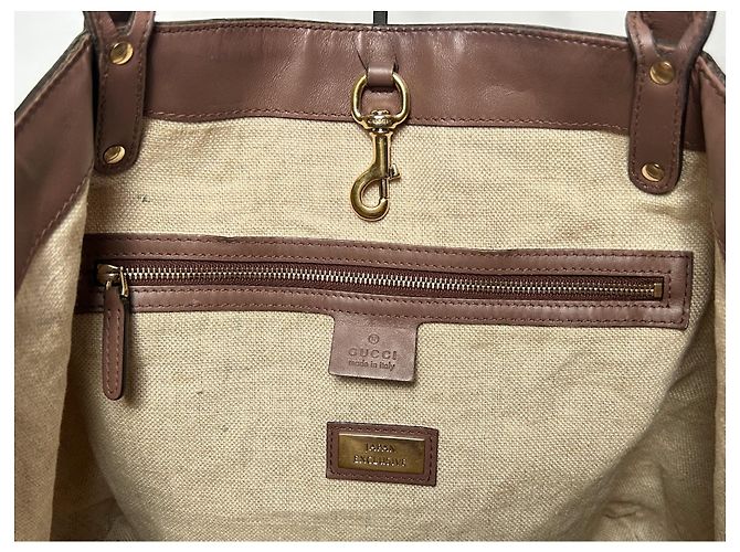 Gucci Borsa Tote in tela e pelle marrone Beige - vista 5