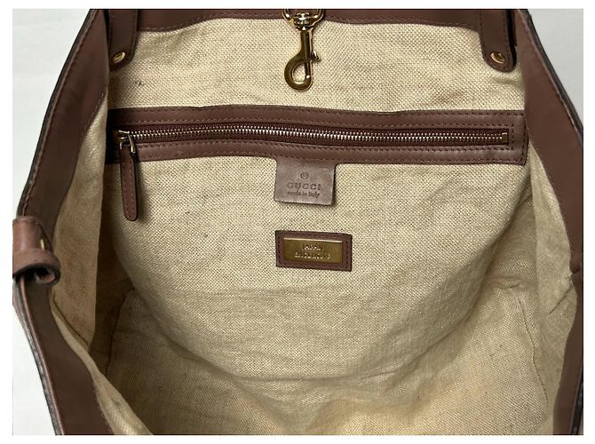 Gucci Borsa Tote in tela e pelle marrone Beige - vista 7