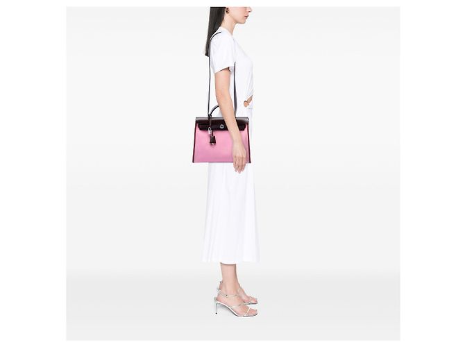 Borsa Hermès Herbag Zip 31 in Toile Verso Rosa - vista 6