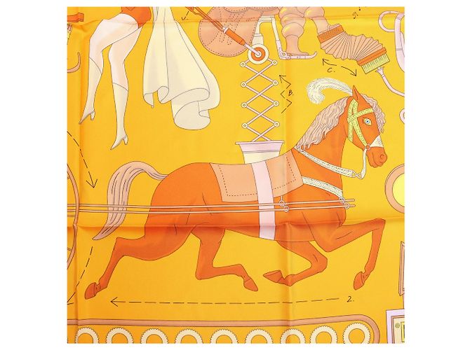 Hermès Carré 90 "Tea for Two" Pañuelo de seda en Orange Naranja - vista 12