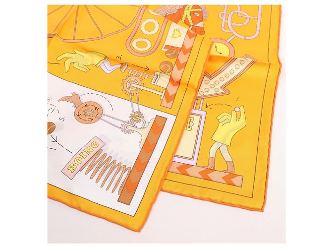 Hermès Carré 90 "Tea for Two" Pañuelo de seda en Orange Naranja - vista 3