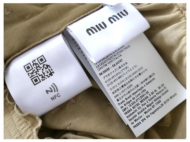 Falda midi adornada Miu Miu en Beige - vista 10
